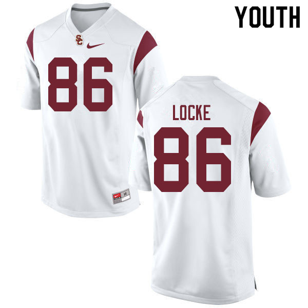 Youth #86 Chase Locke USC Trojans College Football Jerseys Sale-White